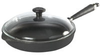 Bild på Traktörpanna 28 cm Mirror steel/siliconhandtag m. glaslock. Sista exemplaret!