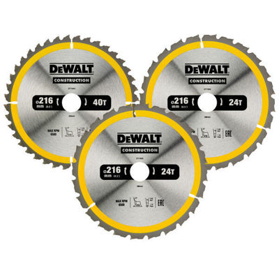 Dewalt DT1962 Cirkelsågblad 3-pack 216 mm2 x 24T 1 x 40T