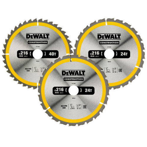 Bild på Dewalt DT1962-QZ Cirkelsågblad 3-pack 216 mm 2 x 24T 1 x 40T