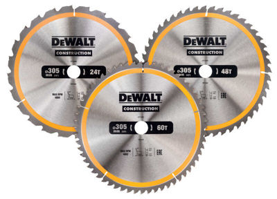 Dewalt DT1964 Cirkelsågblad  3-pack 305 mm 1 x 24T 1 x 48T 1 x 60T