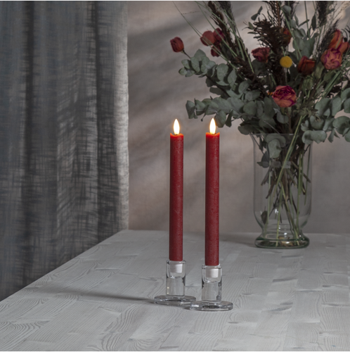 Bild på LED Antikljus 2-pack Flamme Rustic Mörkröd 24,5 cm