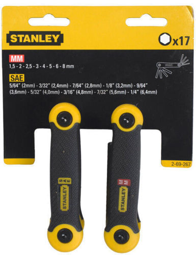 Bild på STANLEY® Insexnycklar 1,5 - 8mm &  5/64" - 1/4" ihopfällbart 17 st. 2-69-267